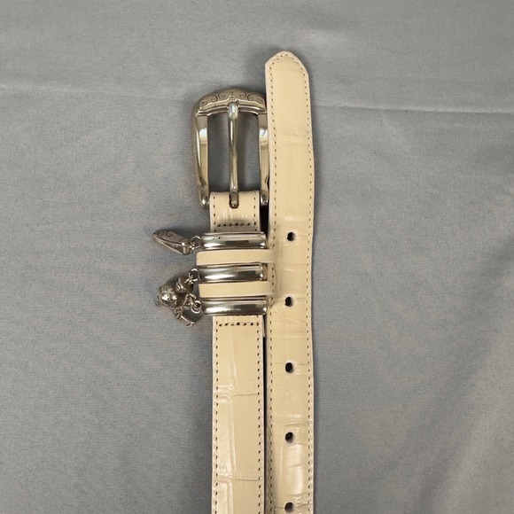 Brighton Accessories - Brighton Belt Womens Golf Charm Cream Croc Embossed Leather Silver Buckle 32